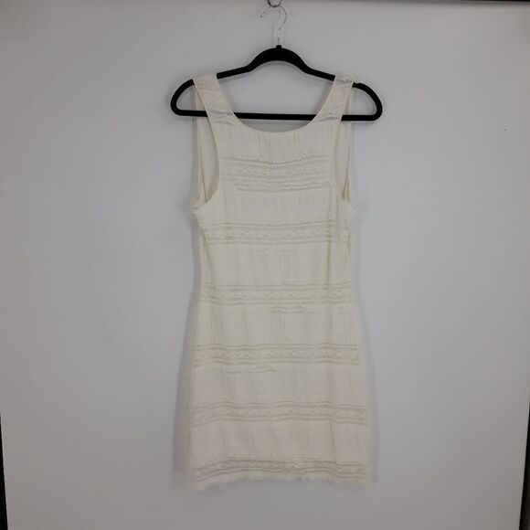Studio M Boho Lace Sleeveless Scoop Neck Mini Dress Ivory Sz L - Picture 6 of 10